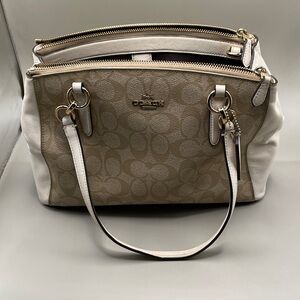 Coach Tan and White Satchel Bag